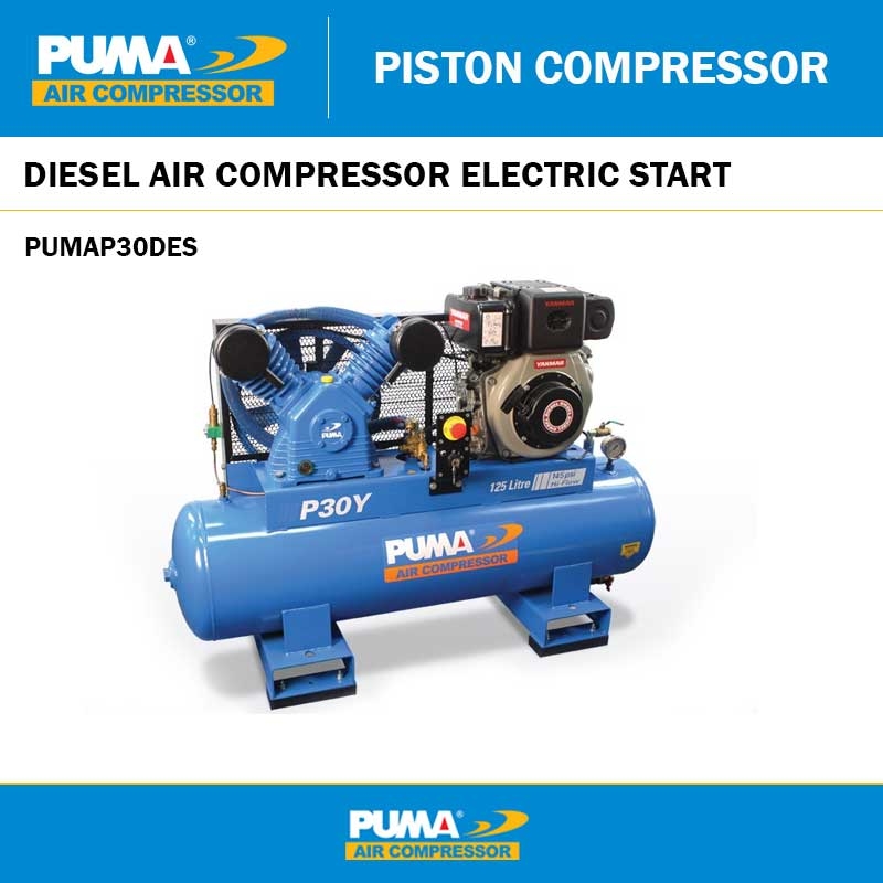 PUMA DIESEL AIR COMPRESSOR 6.7HP 125 LITRE TANK ELECTRIC START