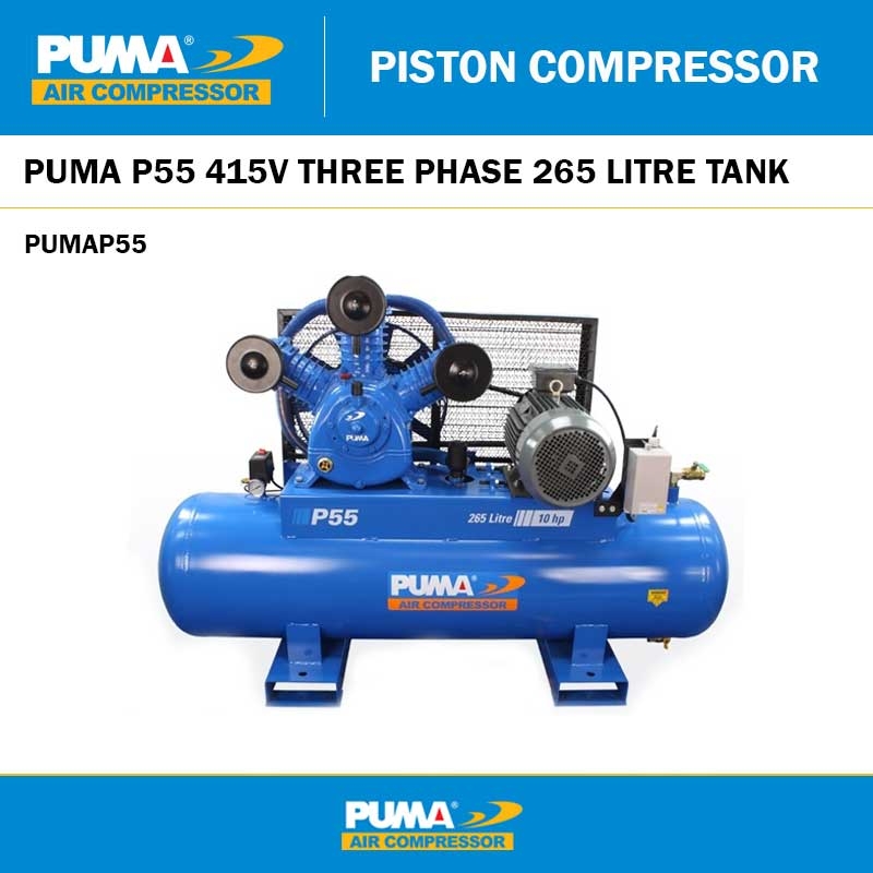 PUMA P55 - 415V 10HP COMPRESSOR 3PH - 265L TANK