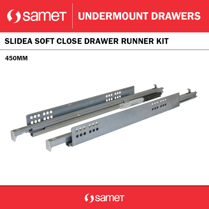 450MM SAMET SLIDEA SOFT CLOSE PARTIAL EXT DRAWER RUNNER KIT
