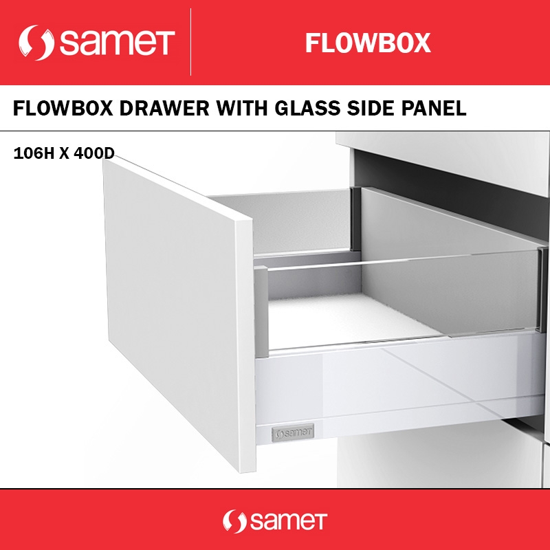 FLOWBOX 106H X 400D + GLASS SIDE SC - WHITE