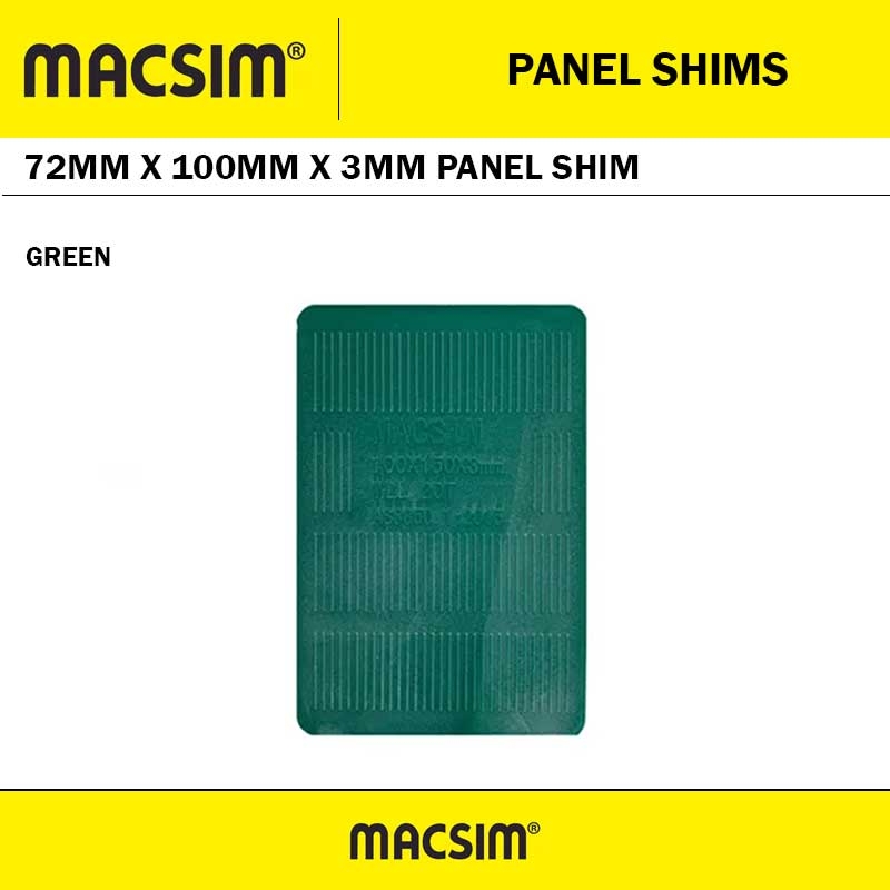 72MM X 100MM X 3MM PANEL SHIM - GREEN (66 PACK)