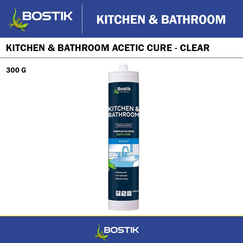 BOSTIK KITCHEN & BATHROOM ACETIC CURE - CLEAR - 300G