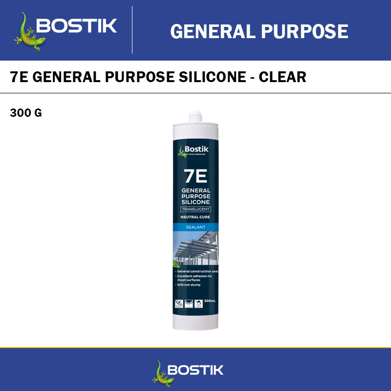 BOSTIK 7E GENERAL PURPOSE SILICONE - CLEAR - 300G