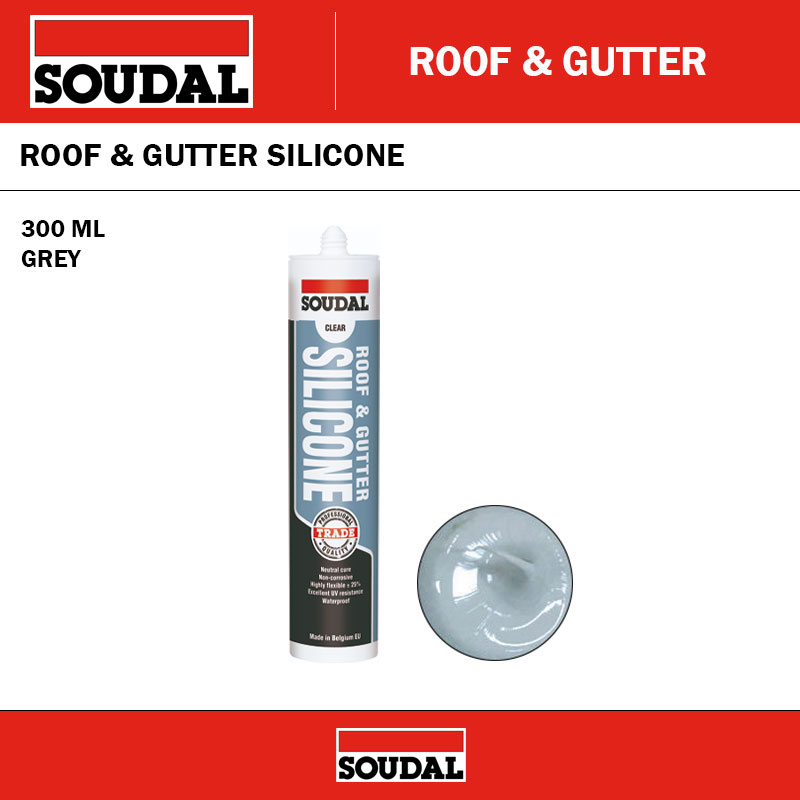 SOUDAL 127778 ROOF & GUTTER SILICONE - GREY - 300ML