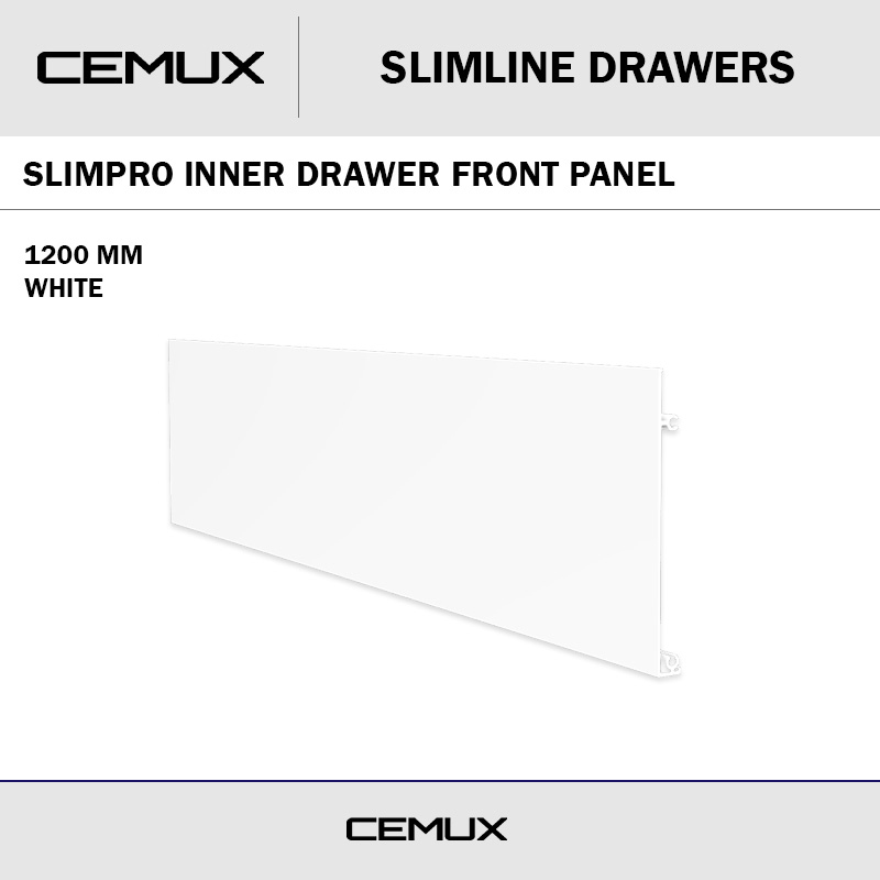 CEMUX SLIMPRO INNER DRAWER FRONT PANEL 1200MM WHITE