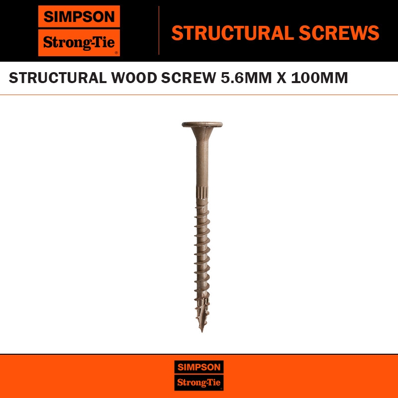 SIMPSON STRUCTURAL WOOD SCREW 5.6MM X 100MM (600 PK)