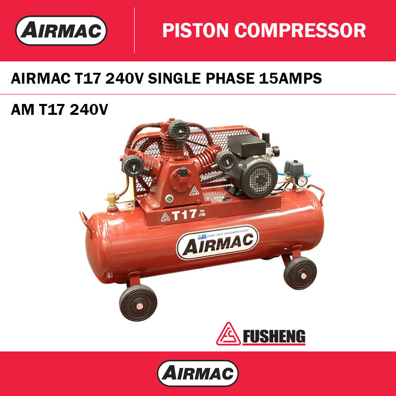 AIRMAC T17 - 240V 3.0HP COMPRESSOR 15AMP - 70L TANK