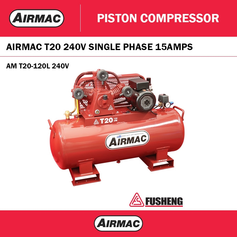 AIRMAC T20 - 240V 3.2HP COMPRESSOR 15AMP - 120L TANK