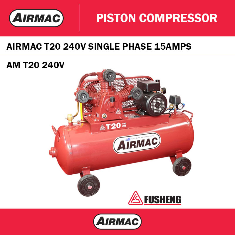 AIRMAC T20 - 240V 3.2HP COMPRESSOR 15AMP - 100L TANK
