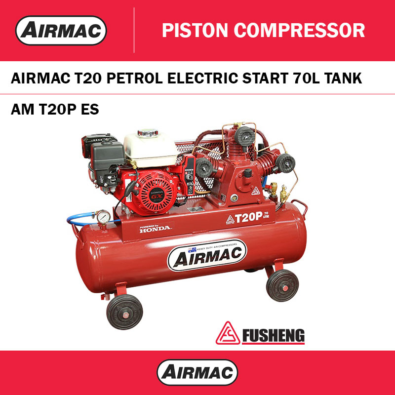 AIRMAC T20 PETROL 6.5HP ELECTRIC START - 70L TANK