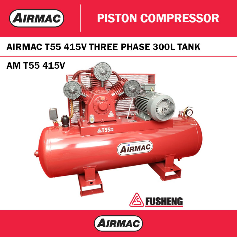 AIRMAC T55 - 415V 10HP COMPRESSOR 3PHASE - 300L TANK