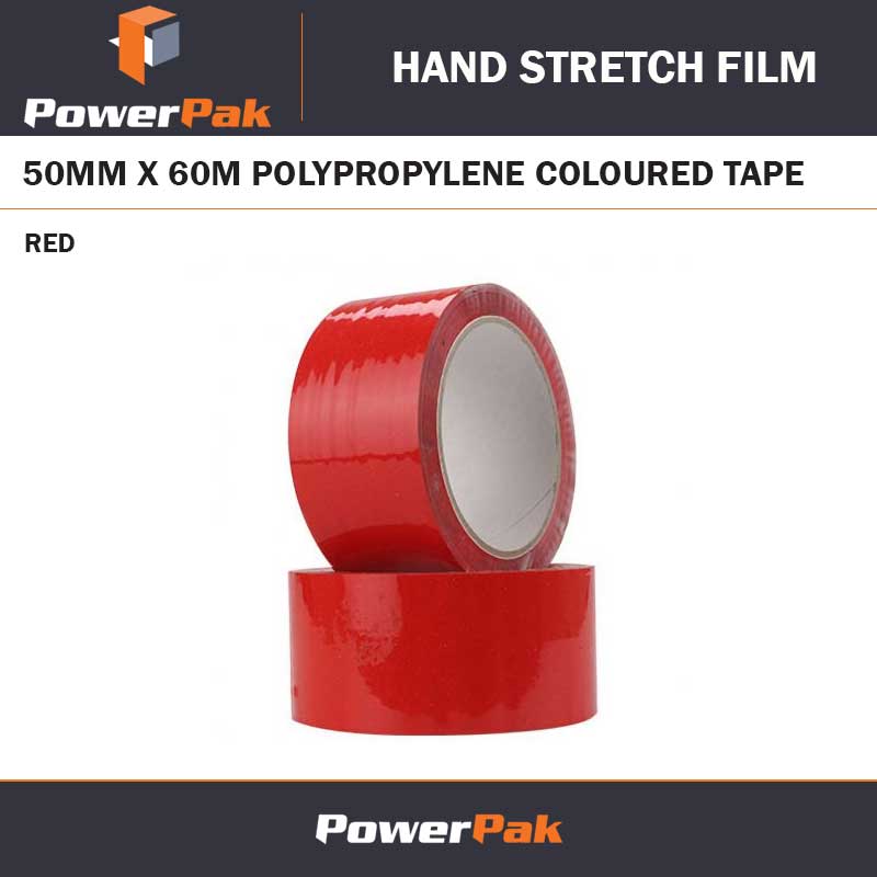 50MM X 60M POLYPROPYLENE COLOURED TAPE - RED
