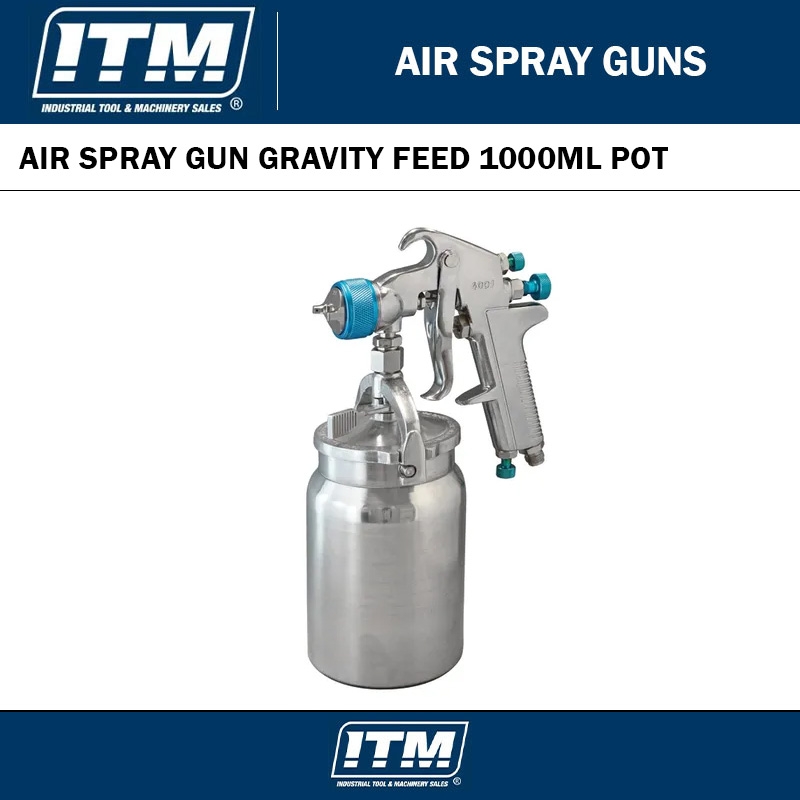ITM AIR SPRAY GUN GRAVITY FEED 1000ML POT - 1.4MM & 2.0MM NOZZLE