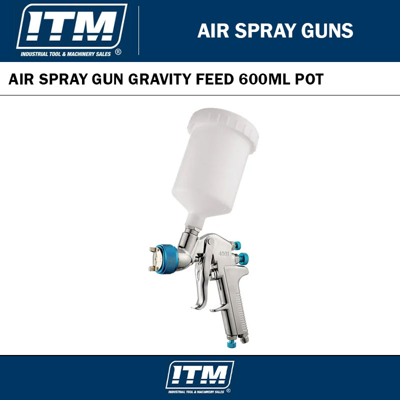 ITM AIR SPRAY GUN GRAVITY FEED 600ML POT - 1.4MM & 2.0MM NOZZLE