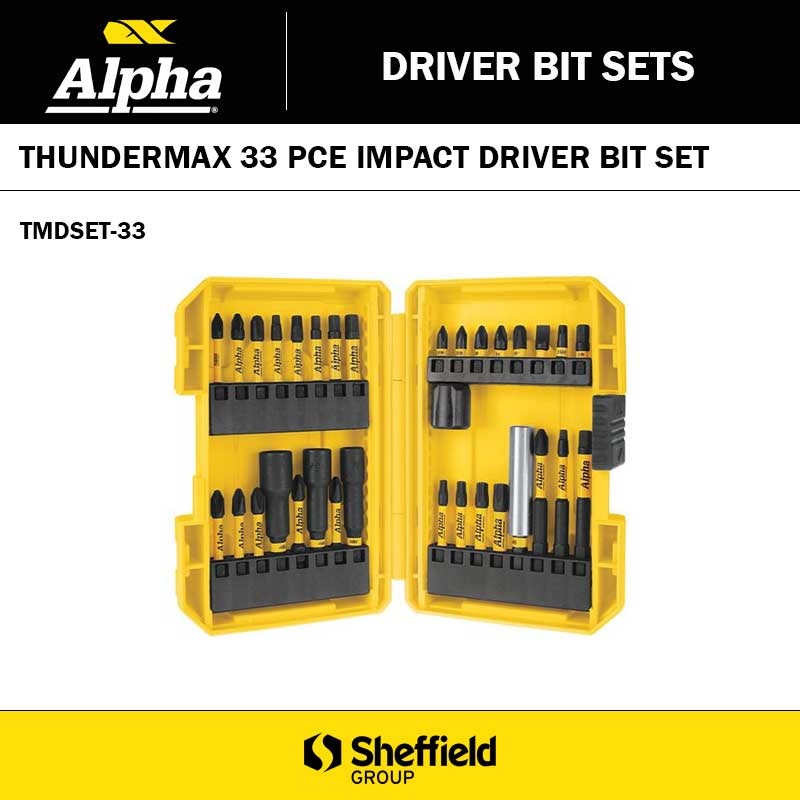 THUNDERMAX 33PCE IMPACT DRIVER BIT SET W MAG BOOST IN CASE