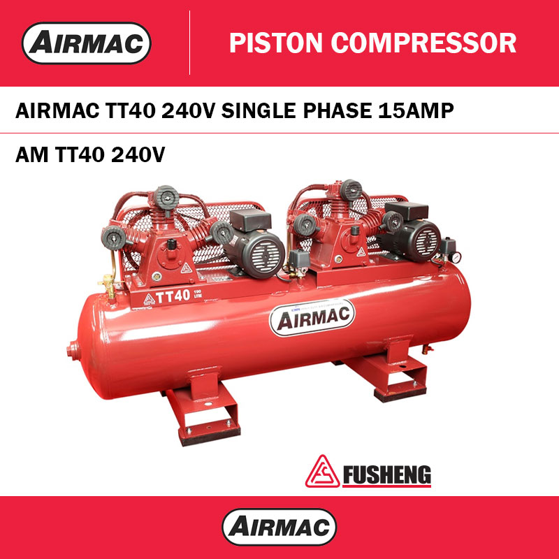 AIRMAC TT40 - 240V 2 X 3.2HP COMPRESSOR 15AMP - 190L TANK