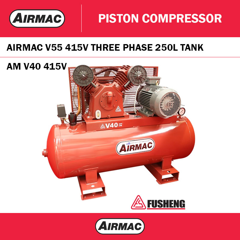 AIRMAC V40 - 415V 7.5HP COMPRESSOR 3PHASE - 250L TANK