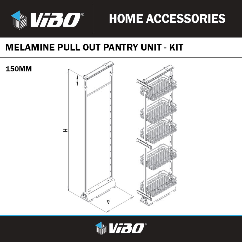 VIBO MELAMINE PULL OUT PANTRY LARGE - 150MM
