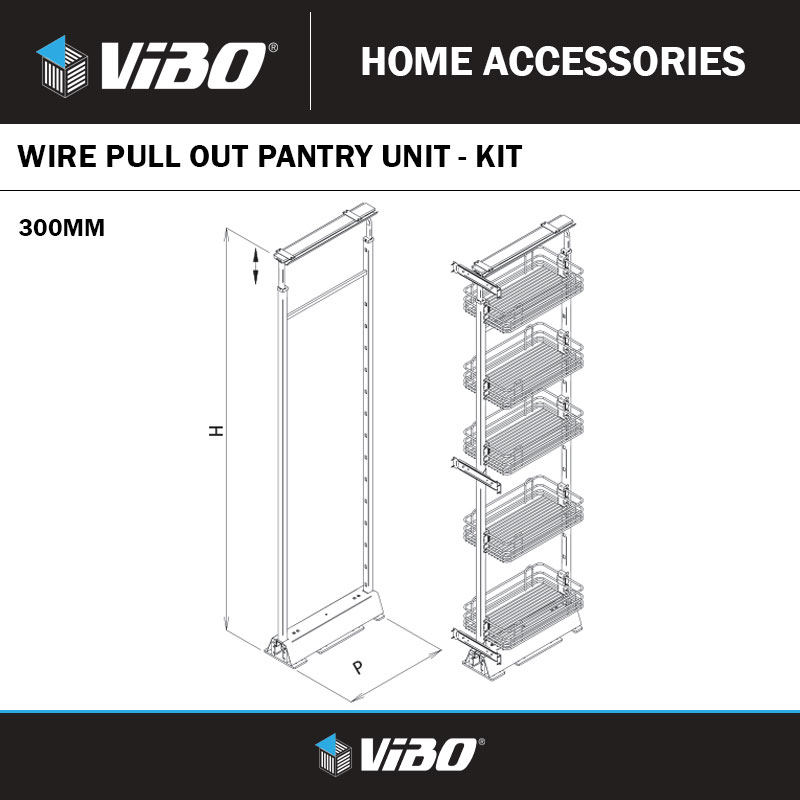 VIBO WIRE PULL OUT PANTRY UNIT LARGE - 300MM