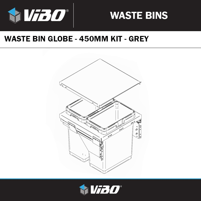 VIBO WASTE BIN GLOBE - 450MM KIT - GREY